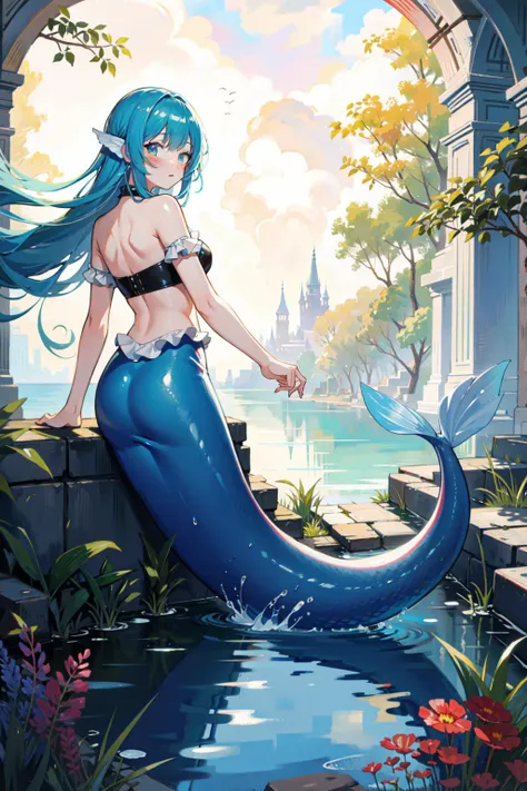 (masterpiece, best quality,best art,perfect detail:1.3),
blurry background,  depth of field, (glowing, :0.3), outdoors,
 <lora:mermaid-1_mermaid-2--mermaid-3_mermaid-4--retro_ham_avas_jun_rifl--09-01:0.8> mermaid, mermaid tail