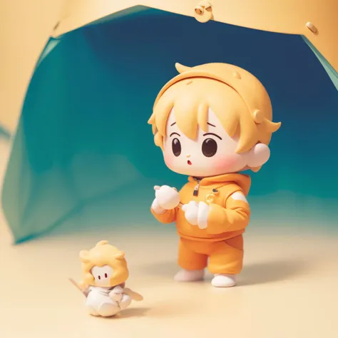 there is a small toy that is standing next to a small doll