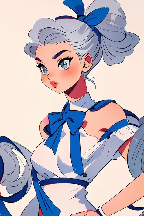 sailor girl with a blue bow and white shirt