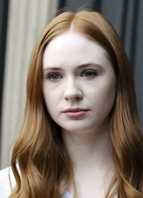 photo of sks woman, pale skin, working class in new york city, upper body, detailed skin, 20 megapixel, canon eos r3, detailed skin, detailed, detailed face, <lora:locon_karengillan_v1_from_v1_64_32:1.25>