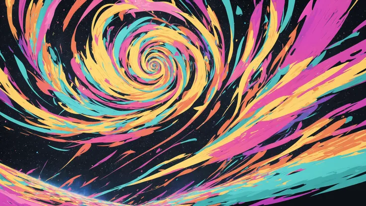 a close up of a colorful swirl on a black background