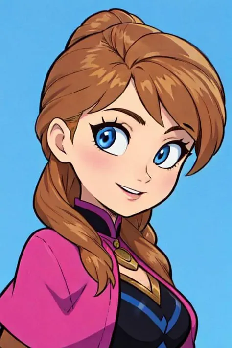 a cartoon image of a girl with long hair and blue eyes