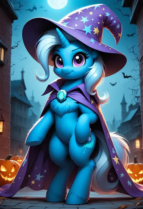 score_9, score_8_up, score_7_up, MegaFluffyPony, furry, fluffy egirl (Copyright
friendship is magic hasbro my little pony
Character
Trixie (mlp) wizard cape wizard hat  1.2), cute, very fuzzy,(in alleyway dark shadows5.5 extremely detailes ), Halloween saf...