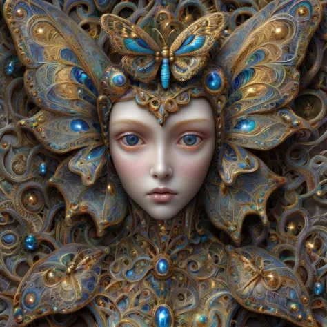 play-doh style  <lora:DeepDream:1>  beautiful cyborg with brown hair, intricate, elegant, highly detailed, majestic, digital photography,surreal painting gold butterfly filigree, broken glass, (masterpiece, side lighting, finely detailed beautiful eyes), h...