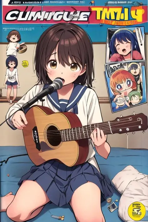 masterpiece, best quality,ultra detail, <lora:anmnr01:0.3> <lora:add_detail:0.4>,<lora:GoodHands-vanilla:0.7>,4girls,clubhouse ,sailor uniform<lora:Instruments:0.7>, acoustic guitar, electric guitar,(drums), singing,comic , <lora:Icy Cold Comics:0.4>comic_...