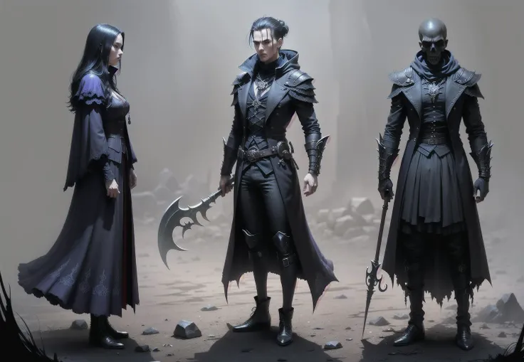 ((concept art:1.2)), ((half body:1.3)) Use a color scheme that is dark and eerie, with shades of black, purple, and blue. This will help to create a sense of mystery and danger. Position the Necromancer in a way that suggests power and authority. Consider ...