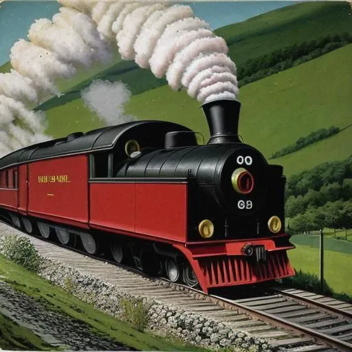 <lora:wish_you_were_here:1> WYWH postcard drawing of a steam train