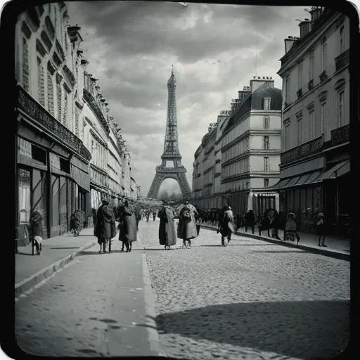 <lora:wish_you_were_here:1> WYWH photograph of a busy street paris