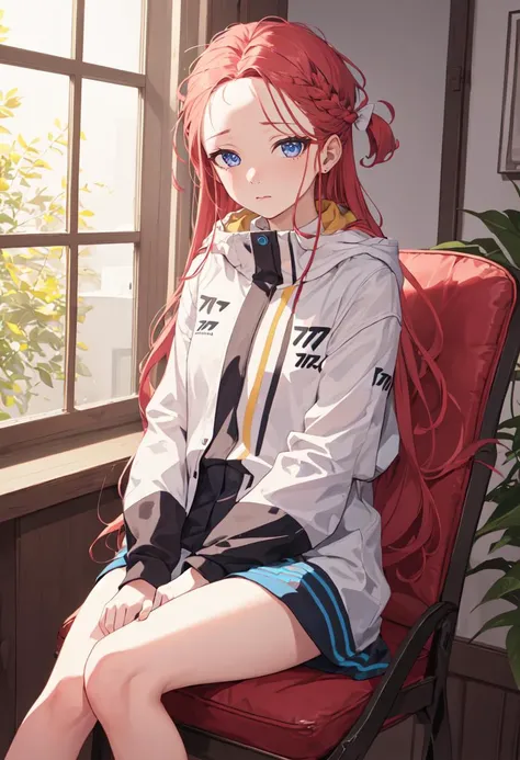 (safe:1.10), best quality, masterpiece, highres, solo, (yuzu_bluearchive:1.10), sitting, sitting on chair, chair, cowboy shot, looking at viewer, 32 <lora:yuzu_bluearchive:0.80>