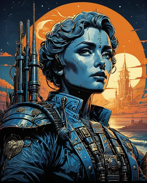 stylized by moebius, dan mumford, alphonse mucha, Hokusai and James Gurney, Digital artwork, Sardinian (Electric drill:1.2) , anthropomorphic reimagined as a Ravenclaw character, it has lovely details, at Dusk, Trendercore, F/8, BW, cyber, sci fi, <lora:Iv...