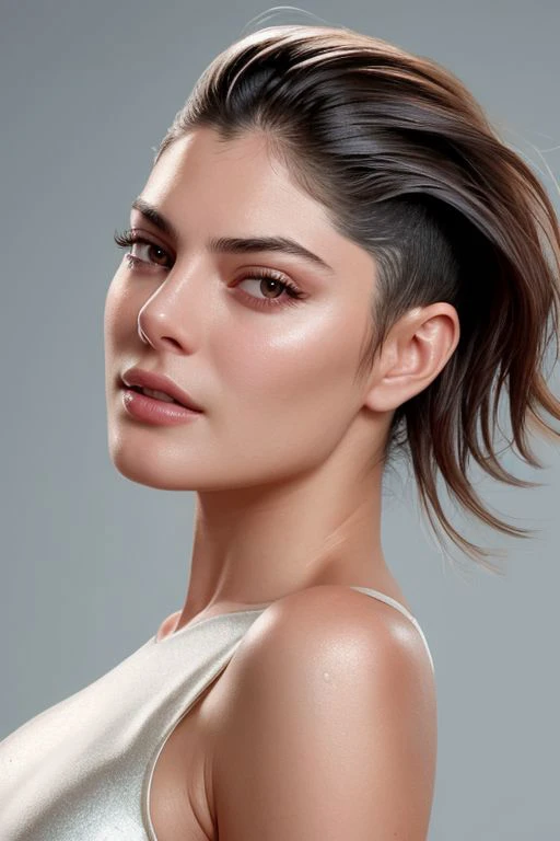 (CR-Monic4Barbaro-jjonahjameson:0.9), face closeup photo of young woman, (grey background:1.0), (undercut hair:1.0), (oiled shiny skin:1.0), (tilted angle shot:1.0),