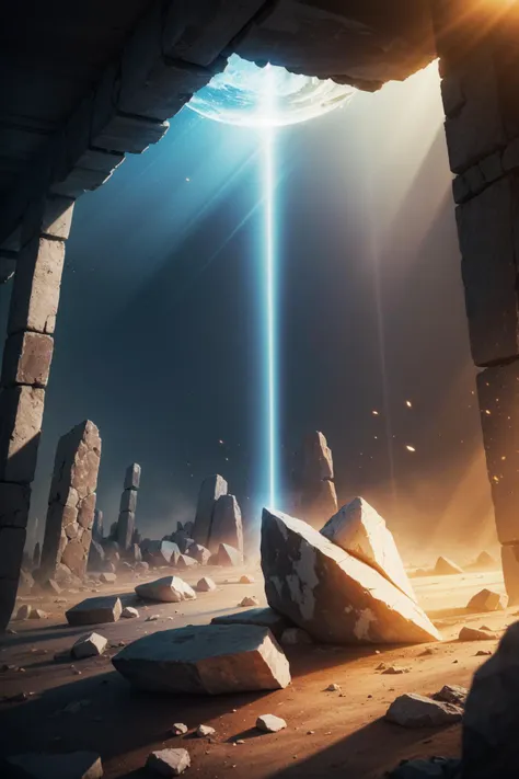 a scene of a sci - fiction scene with a beam of light coming out of a hole