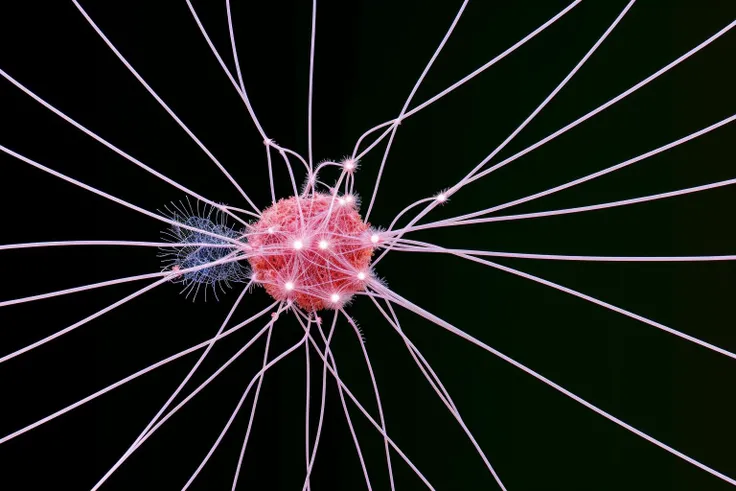 Zoom in on the delicate filaments of a neuron, synapses firing in a complex web of communication,