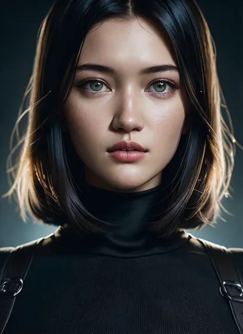 A stunning intricate full color portrait of (sks woman:1), wearing a black turtleneck, epic character composition, by ilya kuvshinov, alessio albi, nina masic, sharp focus, natural lighting, subsurface scattering, f2, 35mm, film grain, <lora:locon_isabrion...