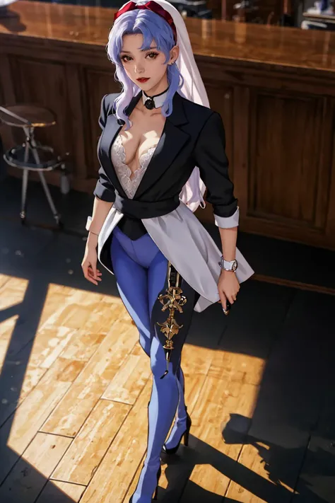 highres,absurdres,masterpiece,best quality,original,extremely detailed CG,extremely detailed wallpaper,perfect lighting,standing on the stage,lips,jitome,makeup,blurry background,from above,looking at viewer,
<lora:ElHazardIfuritaV4:0.5>,elhazardifurita,bl...