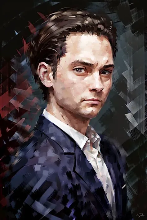 a portrait of
Tobey Maguire 
dynamic action, dynamic angle, profile, 
concept art
 masterpiece, highly detailed, highres, HQ, 
<lyco:JamesDoane:.75>