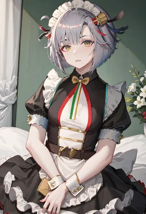 best quality, masterpiece, highres, solo, {conte_di_cavour_azurlane:0.90}, {maid:1.40}, {long maid dress:1.15}