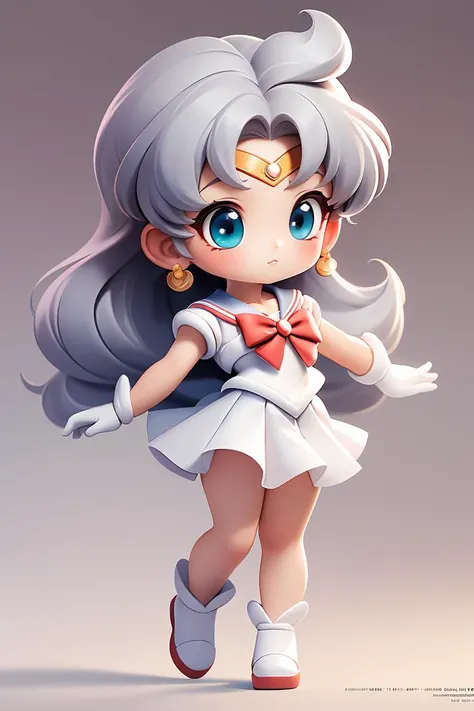 chibi, masterpiece, best quality, original, official art,full body,1 cute girl,beautiful eye,wearing school uniform,sailor moon style, solo, blank background, dynamic pose,blurred background,,<lora:GoodHands-beta2:1>, cartoon rendering,