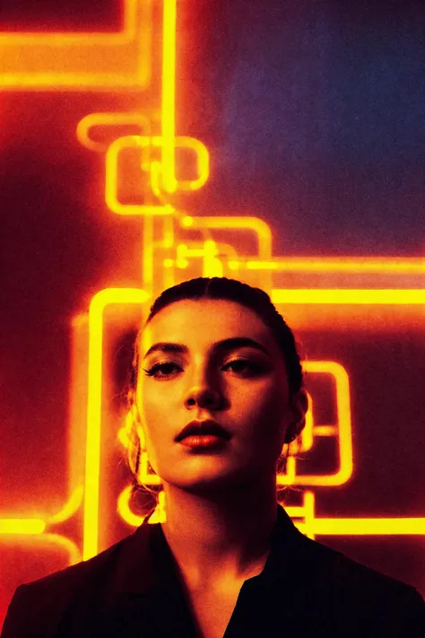 <lora:abstractor_yiu_v10:0.7>  <lora:cbrprdn2v:0.5>
8k, raw photo,
a person posing, neoclassical, 2000s cover album art, inspired by Trevor Brown, stream, hoses
red background, neon lights, glowing digital runes, complex details, professional photo, amber ...