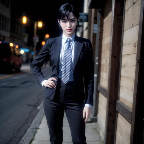 <lora:Makie002:0.6>,<lora:add_detail:0.5>,<lora:noline:0.3>,<lora:boldline:-0.3>,
Makie,1girl,solo,
black hair,short hair,red eyes,
suit,
necktie,
pants,