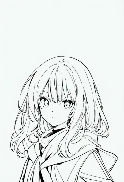 1girl, masterpiece, general, lineart, white background, simple background