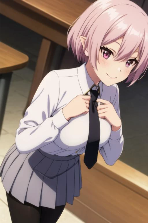 anime girl in a school uniform with a tie and a shirt