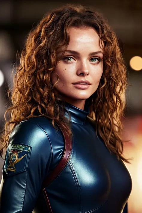 photo of seductive (d1n4m3y3r-135:0.99), a woman as a sexy space marine, (closeup portrait), (sexy space marine uniform:1.1), in a (battlefield), (curly hair), (long trousers), (masterpiece:1.5) (photorealistic:1.1) (bokeh) (best quality) (detailed skin te...