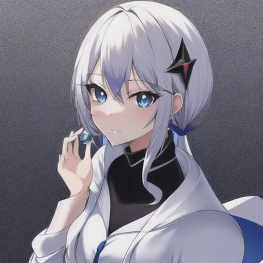 masterpiece, best quality, anime girl,  Kafu, looking at viewer, modeling, {{{{{{masterpiece}}}}}}, white hair, blue eyes, diamond shaped hairclip