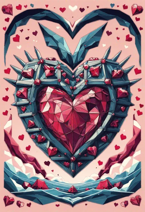 a heart with spikes and hearts on it