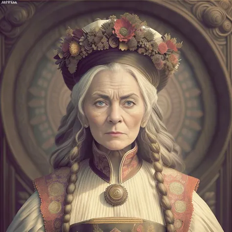 (steampunkgranny:1.0), (Masterpiece, Best Quality, High Quality, Highres:1.4), Detailed, Extremely Detailed, 4K, (Extremely Detailed Eyes, Detailed Face and Skin:1.2), Ornate, Indoor, an old woman, freckles, female focus, (Solo:1.4), Standing, (Upper Body:...