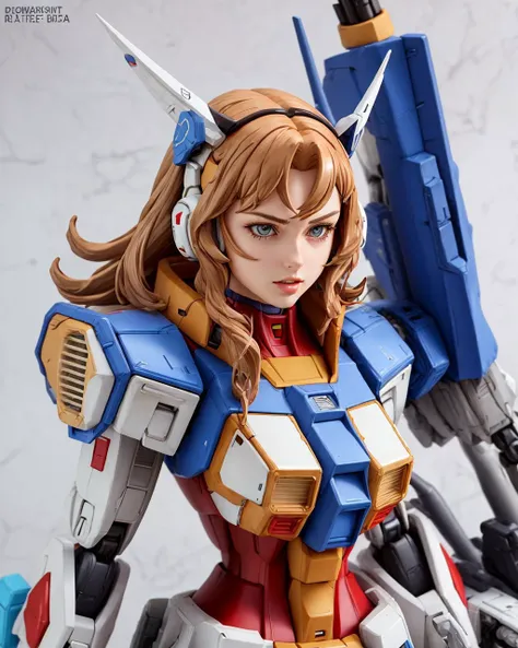 best quality,masterpiece,highly detailed,ultra-detailed,1girl blonde hair, long hair, upper body, 
 <lora:RX78_V1:0.3> <lora:figma:0.3>rx-78-2, figma,gundam, gundam girl, gunpla,  zeta gundam
 cyborg, latex bodysuit, RX-93,
Azulejo, analog photo style,  
<...