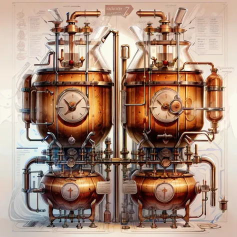 SteampunkSchematics, brewing vat for brewing beer,   <lora:add_detail:1> <lora:SteampunkSchematicsv2-000009:1>