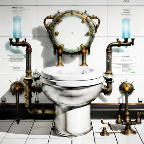 <lora:GlowingRunesAIv2:1> SteampunkSchematics fused glass white toilet on a silver panel on a bronze wall, glowing black parts diagram, usage diagram <lora:to8highkey-1-5:1>