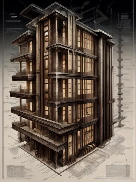 <lora:GlowingRunesAIv2:0.9>,An assembly drawing SteampunkSchematics of a ultra modern house , sections, dark walls, construction lines, measurements, dimensions, technical drawings , ultra detailed, Hyperrealistic, sharp focus, <lora:more_details:1>