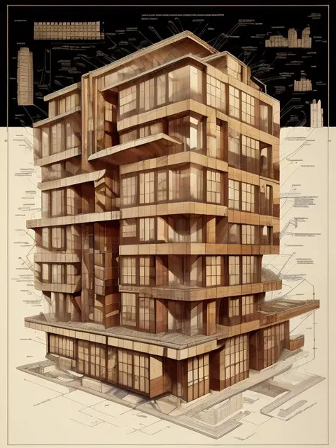 <lora:SteampunkSchematicsv2-000009:0.9>,An assembly drawing SteampunkSchematics of a brutalist house with windows, construction lines, exploding diagram, dimensions, ultra detailed, Hyperrealistic, sharp focus,