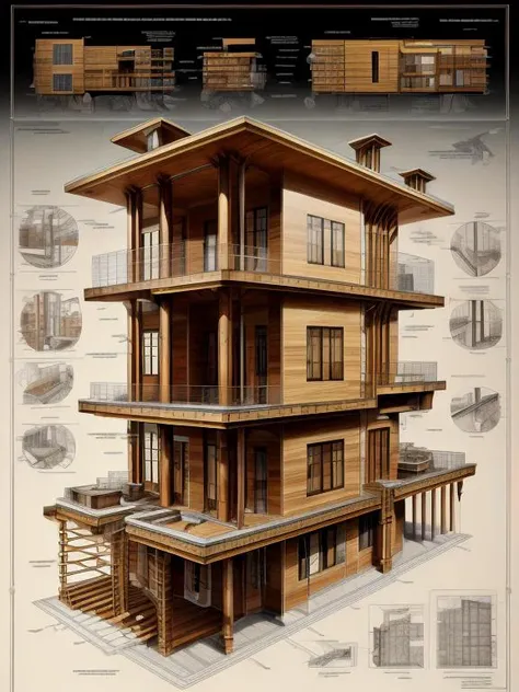 <lora:GlowingRunesAIv2:0.9>,An assembly drawing SteampunkSchematics of a ultra modern house with deck, construction lines, measurements, dimensions, technical drawings , ultra detailed, Hyperrealistic, sharp focus, <lora:more_details:1>