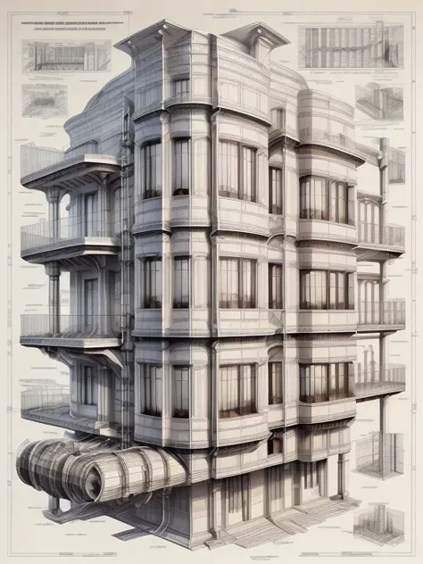 <lora:GlowingRunesAIv2:0.9>,An assembly drawing SteampunkSchematics of a ultra modern house , white walls, construction lines, measurements, dimensions, technical drawings , ultra detailed, Hyperrealistic, sharp focus, <lora:more_details:1>