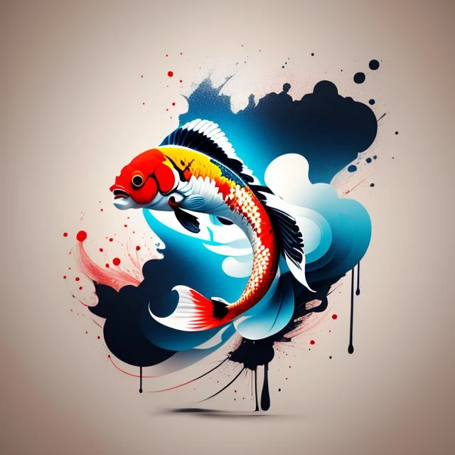 tshirtdesign, a koi fish, ink art, colorful, detailed, (simple background:1.4), motion blur, <lora:T-shirt_Design_v1a-10:1>