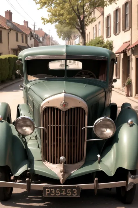 a old-time car with a large front grille