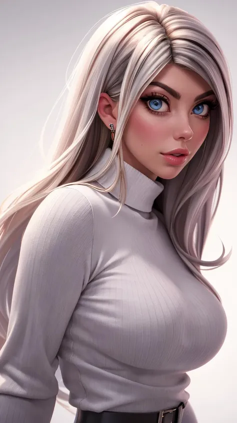 krmrx:1.2 as cartoon character, sfw, casual dressed, turtleneck, upper body, intricate, sharp focus, soft lighting, vibrant colors, masterpiece, (frontal), detailed eyes, advertising studio lights, frontal led light ring, smooth shadows, bokeh background, ...