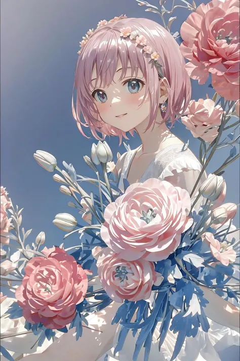 flower,
Lisianthus
,in the style of light pink and light azure, dreamy and romantic compositions, pale pink, ethereal foliage, playful arrangements,