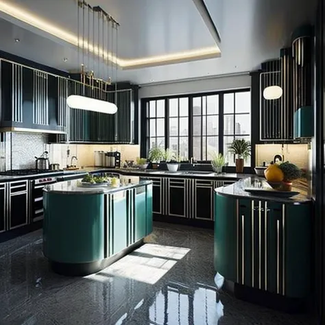 <lyco:art_deco_style_interior_design_Sa_May:1.0> art deco interior kitchen