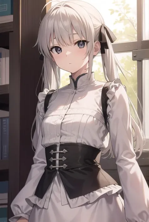 sorakasugano, <lyco:sorakasugano-lyco-nochekaiser:1>, 
sora kasugano, ahoge, (black eyes:1.5), hair between eyes, hair ribbon, long hair, twintails, black ribbon, white hair, (flat chest:1.2),
BREAK dress, long sleeves, white dress, long skirt, 
BREAK look...