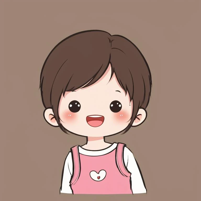 chibi avatar, 1boy, solo, short hair, looking at viewer, blush, smile, open mouth, simple background, brown hair, upper body, <lora:chibi_avatar_v1:0.7>