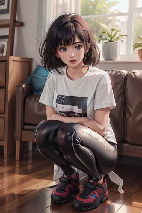 <lora:add_detail:0.5> <lora:copax_charm_eu:0.2> (1girl,3d, photorealistic,masterpiece, best quality,ssao shadows,ambiant occlusion,skin indentation,sub surface scattering), excited, crouched,
QuioLing, leggings with tee shirt at home
 <lora:QuioLing:0.55>