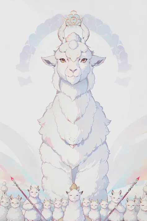 there is a painting of a sheep with a crown on its head