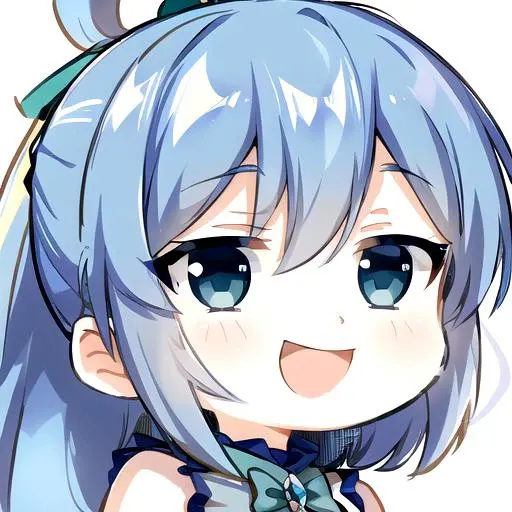 the face of a cute girl  in a blue outfit with a smug expression, smug, blue hair, ponytail, blue eyes, <lora:Chibiv2:.5>, chibi, emoji, icon, white background, (masterpiece), (incredible detail), 4k, (1girl),  best quality, incredible detail, 4k, <lora:Aq...