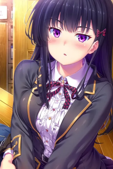 zakuronanase, <lyco:zakuronanase-lyco-nochekaiser:1>,
zakuro nanase, long hair, black hair, hair ornament, (purple eyes:1.1), ha...