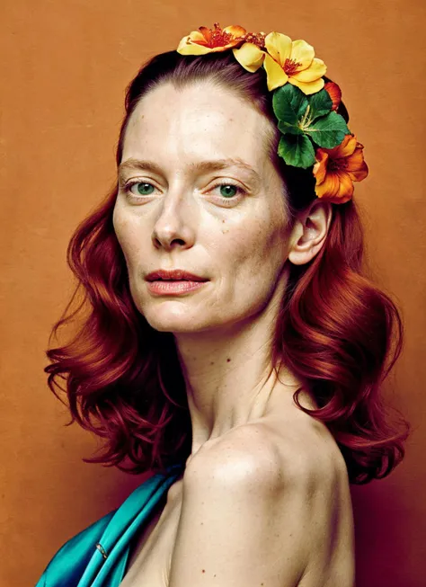 portrait of sks woman in Florence, at the Ponte Vecchio, by Flora Borsi, style by Flora Borsi, bold, bright colours, ((Flora Borsi)), by Jimmy Nelson, <lora:locon_tildaswinton_v1_from_v1_64_32:1>