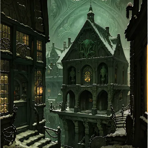 (masterpiece, top quality, best quality, official art, beautiful and aesthetic:1.2), Cthulhu, Anton Pieck style <lora:Anton_Pieck_Style:1.0>